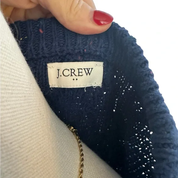 J. Crew Donegal Cable Knit Crew Nevk Sweater Navy XL - Picture 3 of 12